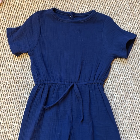 Toddler girl 2T-3T dark royal blue short sleeve jumpsuit - Picture 2 of 5